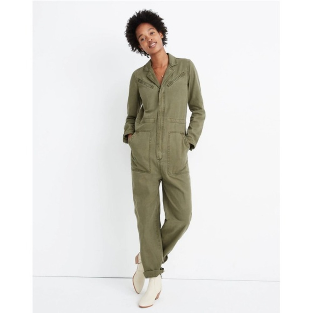 Madewell Flight Suit Coverall Jumpsuit in Distant Surplus‎ Green XXS